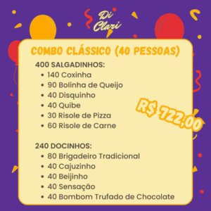 Combo Clássico (40 pessoas) - Di Clari Doces e Salgados