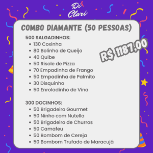 Combo Diamante (50 pessoas) - Di Clari Doces e Salgados