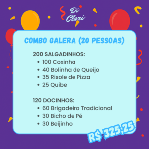 Combo Galera (20 pessoas) - Di Clari Doces e Salgados