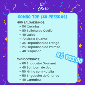 Combo Top (40 pessoas) - Di Clari Doces e Salgados