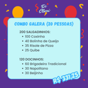 Combo Galera (20 pessoas) - Di Clari Doces e Salgados